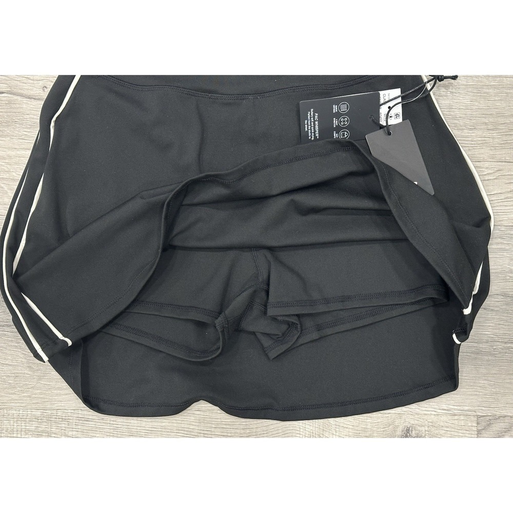 PAC 1980 WHISPER Athletic Black Skort Small Soft White Stripe Retro Style NEW - Picture 4 of 8